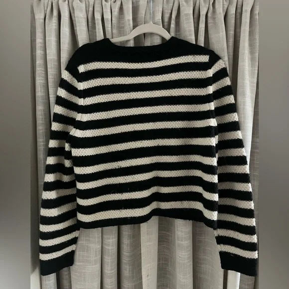 A New Day Black & White Striped Button-Front Cardigan - Picture 3 of 4